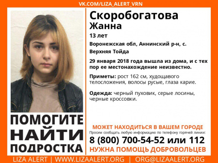 ВНИМАНИЕ! Добровольцы разыскивают пропавшую в Аннинском районе девочку