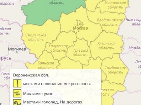 Желтый уровень опасности из-за гололеда объявлен в Воронежской области